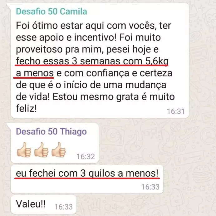 Depoimento Desafio 50 Camila — 5,6kg a menos em 3 semanas