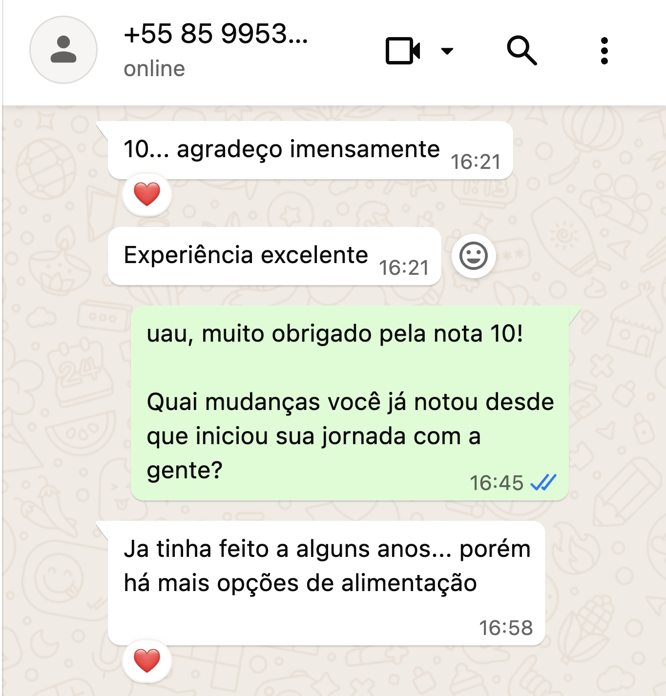 Depoimento mais opções