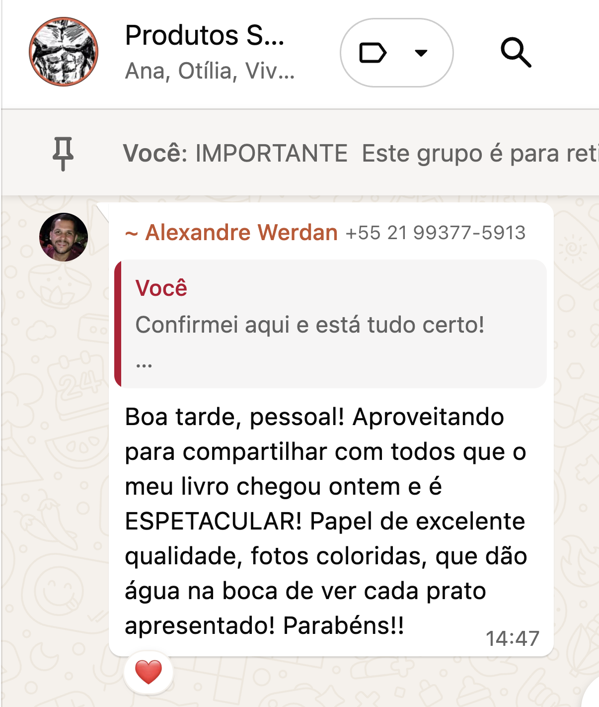 Leitor dizendo que o livro trouxe mais opções para diversificar o cardápio